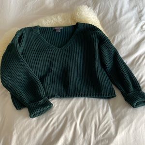 French Connection cropped green sweater